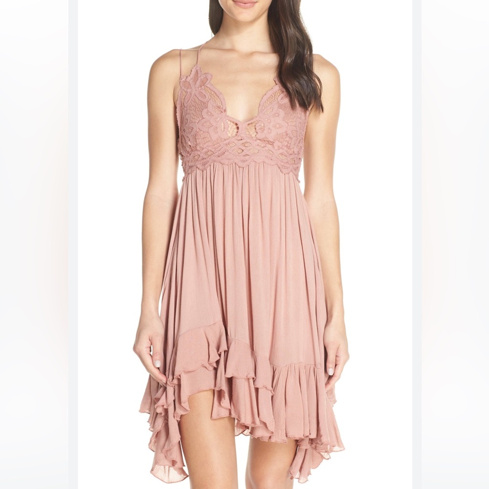 FREE PEOPLE Adella Dress Cottagecore Festival Flowy Pink Dress NWT Sz Small